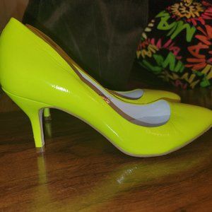 Jonak Paris Leather Neon Yellow Pumps Heels